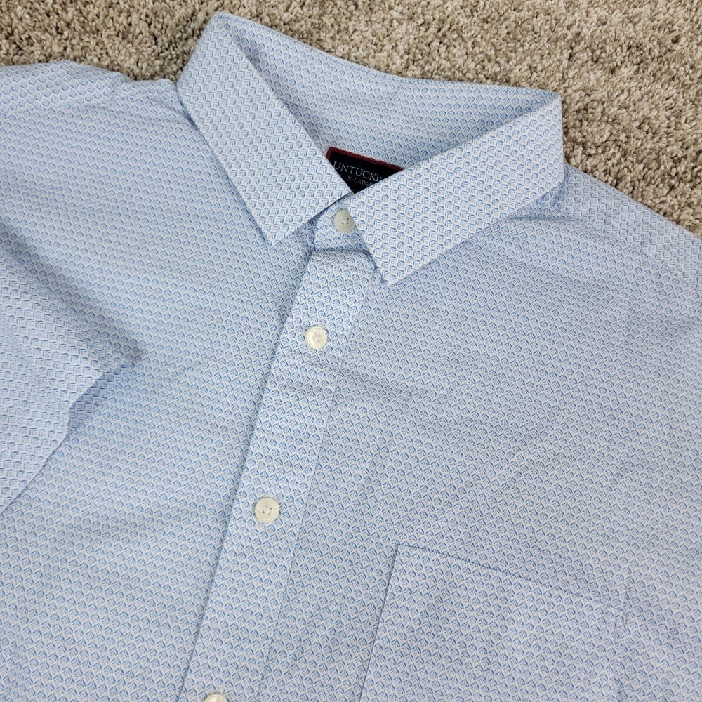Untuckit Mens XL Blue White AOP Floral Button Up Short Sleeve